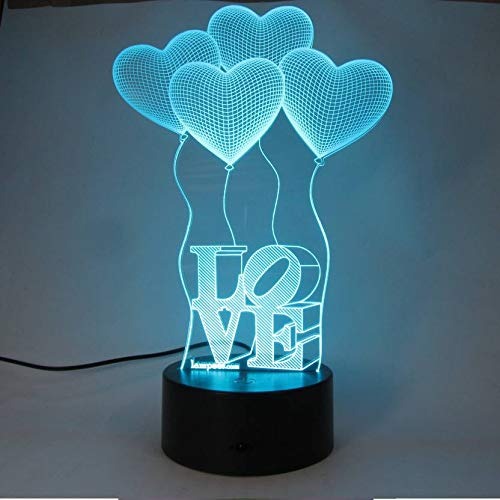 3D LED Hologram Love Heart Light Color Changing Lamp QuirkyStore.in