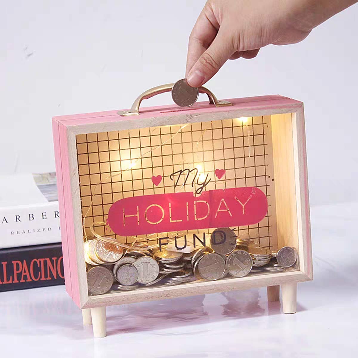Wood Money Box Coin Storage Home Decoration Accessories Big Piggy Bank Novelty