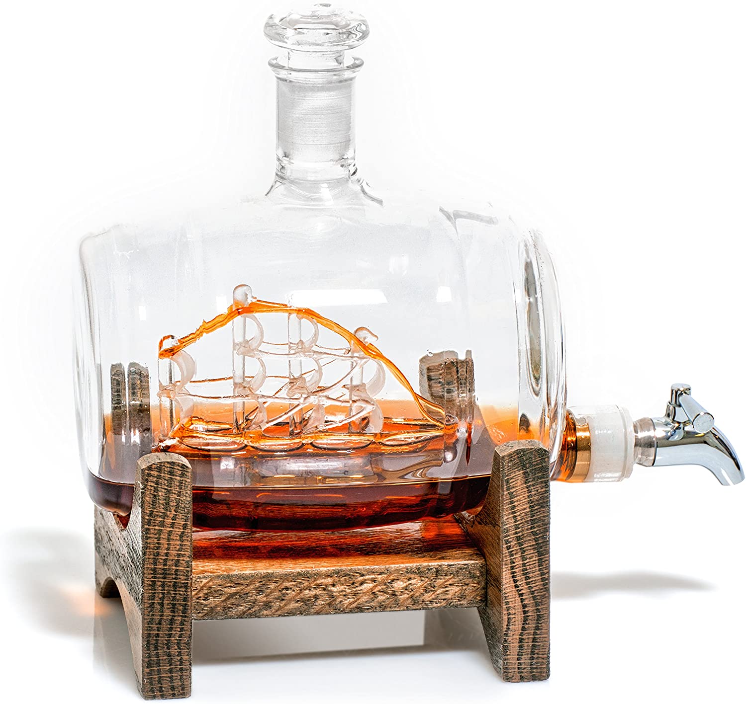 Bourbon Barrel Whiskey Decanter With Ship - QuirkyStore.in