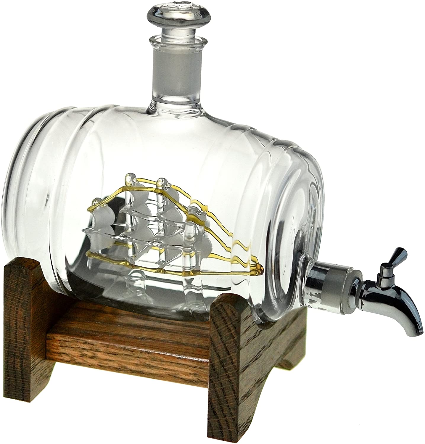 Bourbon Barrel Whiskey Decanter With Ship - QuirkyStore.in