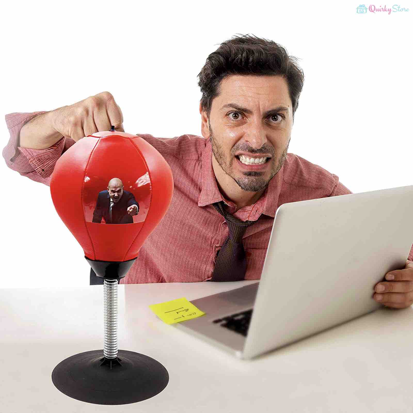 Stress Buster Desktop Punching Bag - Suctions to Your Desk, Heavy Duty Stress Relief Ball - QuirkyStore.in