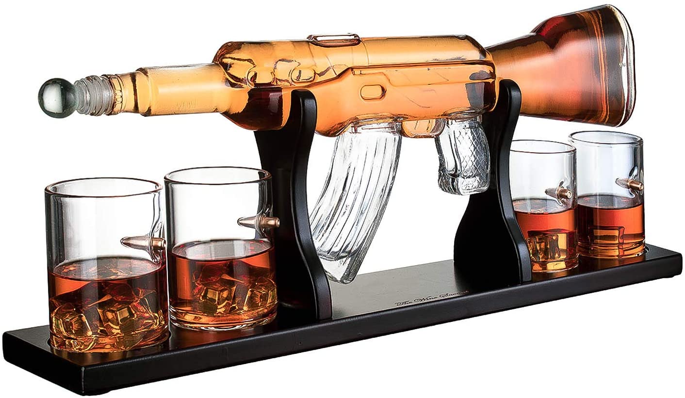 Gun Whiskey Decanter Set With 4 Bullet Glasses QuirkyStore.in