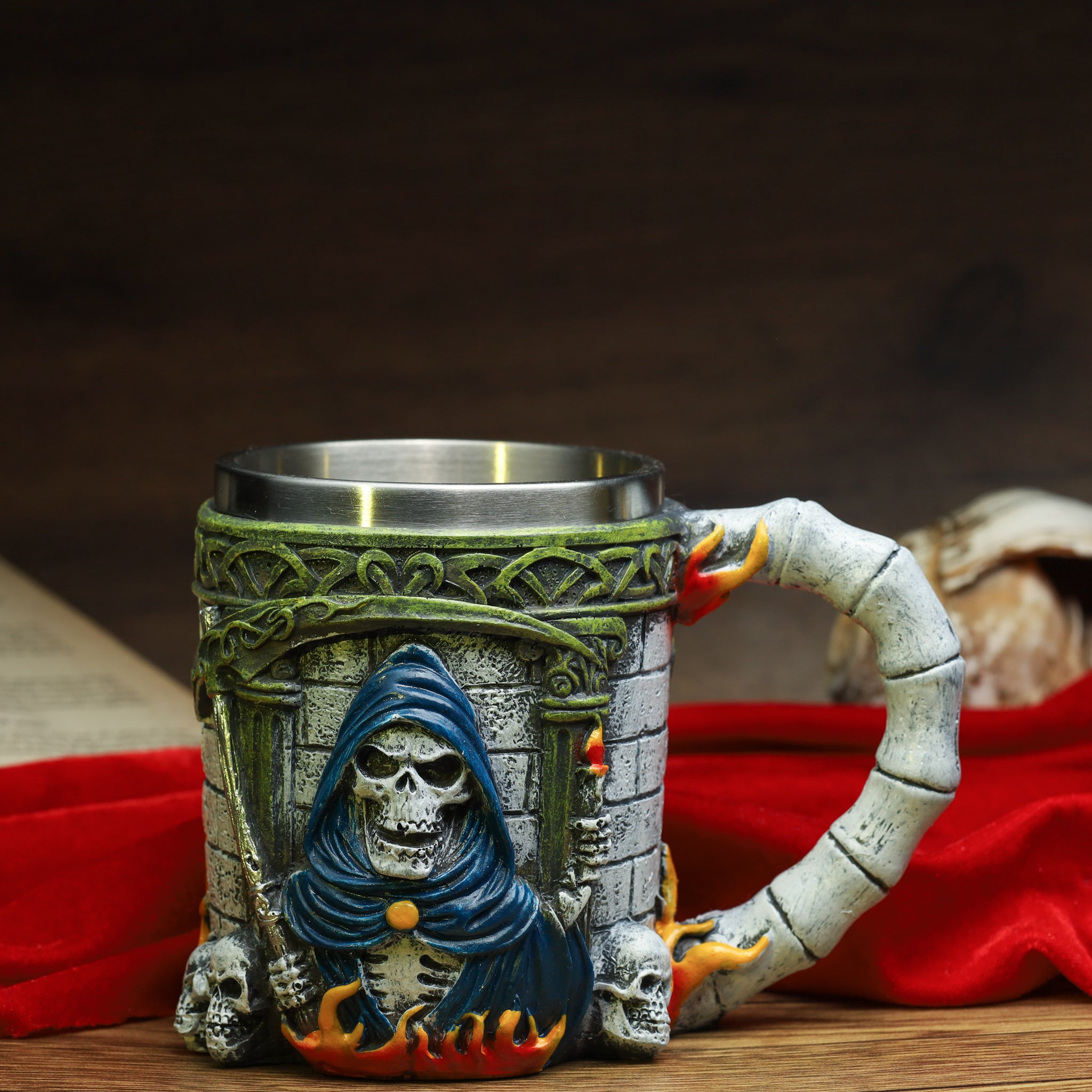 Grim Reaper Skulls and Flames Death Coffee Mug QuirkyStore.in
