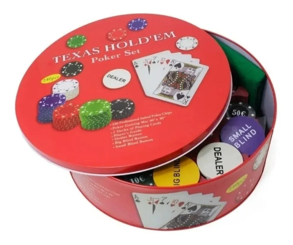 Texas Hold'em 240 pcs Poker Chips Game Set with Blackjack Felt QuirkyStore.in