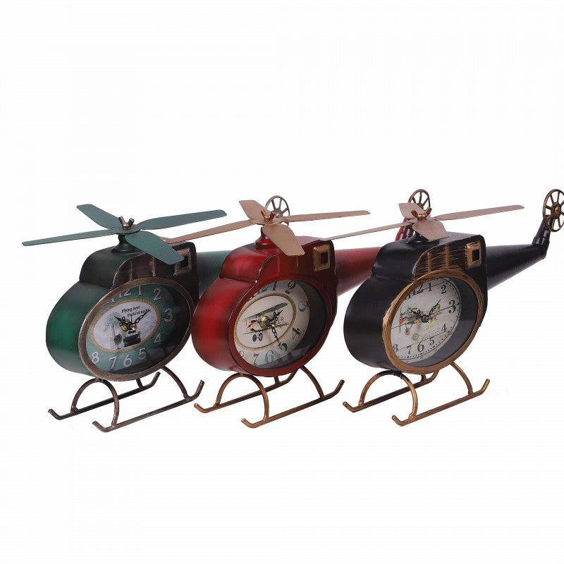 Vintage Metal Helicopter Table Clock - QuirkyStore.in