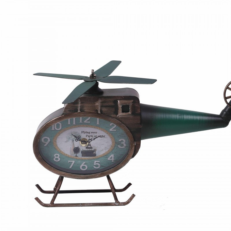 Vintage Metal Helicopter Table Clock - QuirkyStore.in